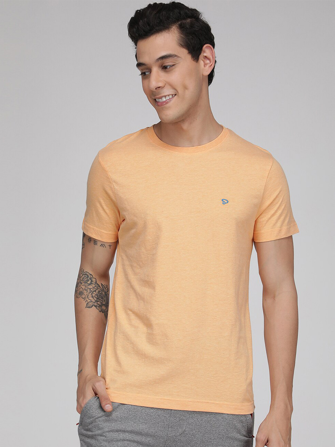 SPORTO Round Neck Short Sleeves Regular Fit Cotton T-shirt