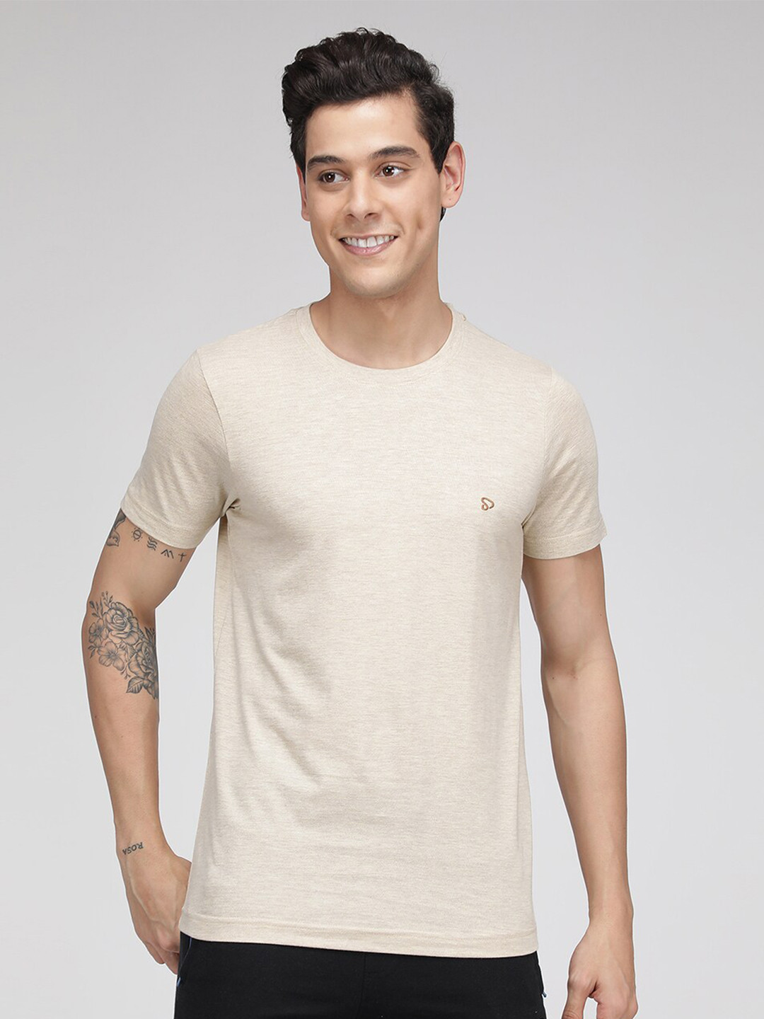 SPORTO Round Neck Short Sleeves Regular Fit Cotton T-shirt