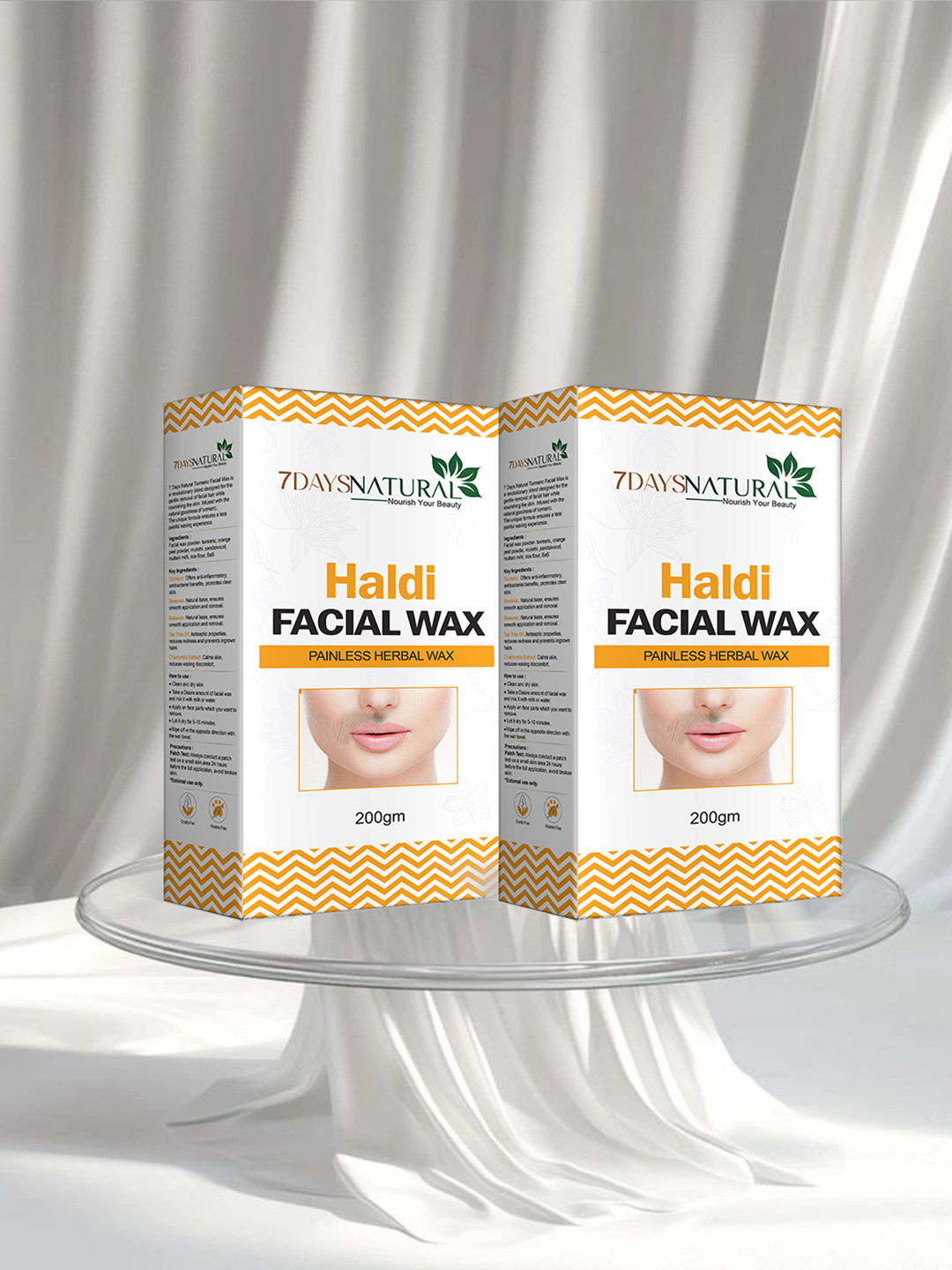 7DAYSNATURAL Set Of 2 Haldi Facial Wax Powder -200gm Each