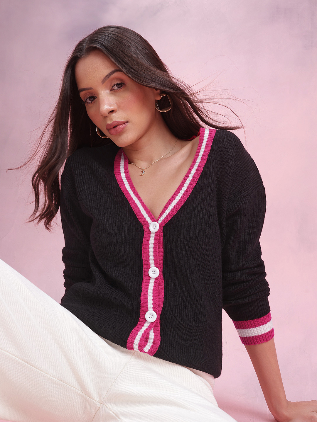 DressBerry Cardigan with Contrast Trims