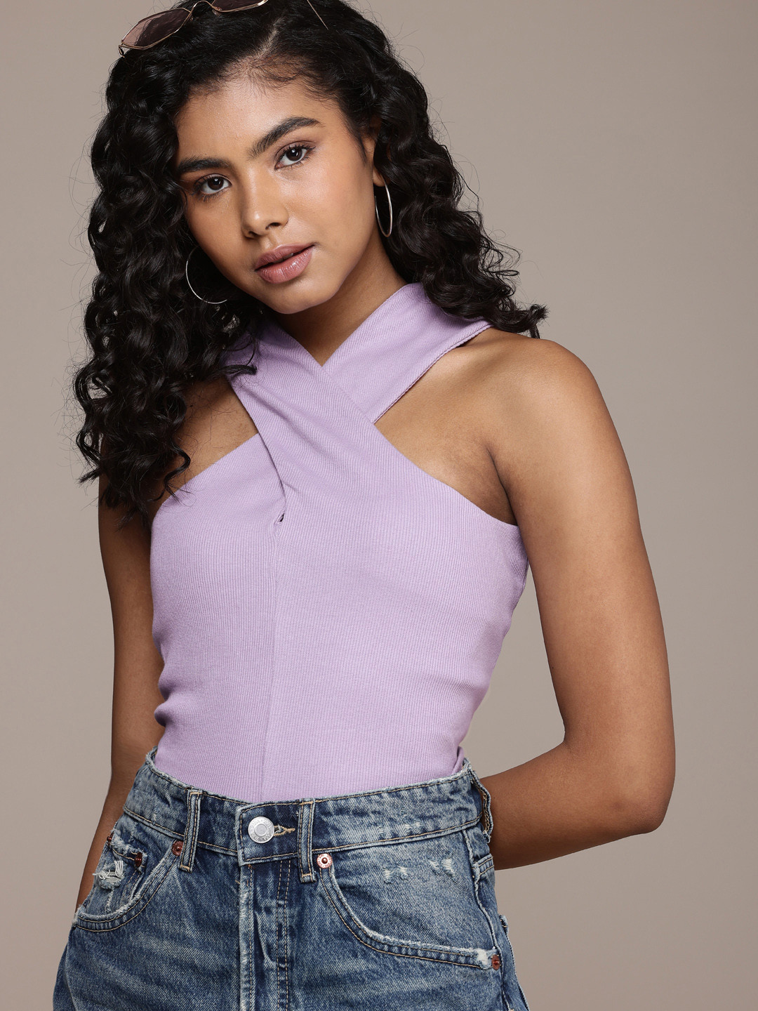 The Roadster Life Co. Ribbed Criss-Cross Neck Top