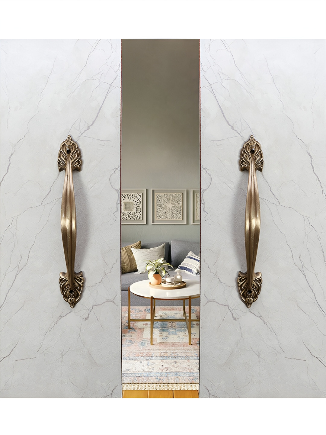 Two Moustaches Brown Carved Door Handle