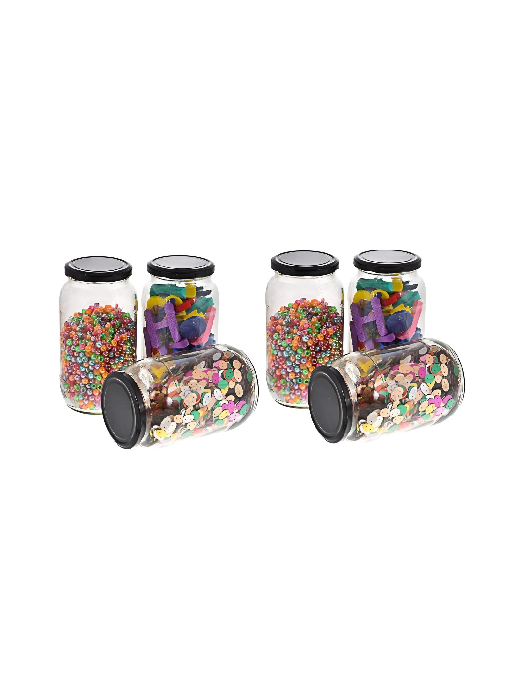Tyche Enterprises Piramal Transparent Glass Dishwasher Safe 6 Piece Screw Top Canister-1L
