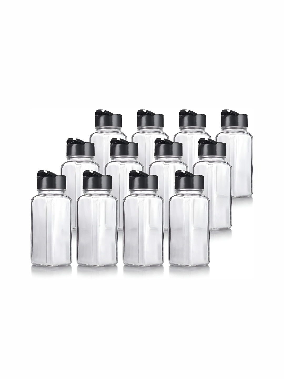 Tyche Enterprises Transparent Glass Dishwasher Safe 12 Piece Flip Top Canister-100ml