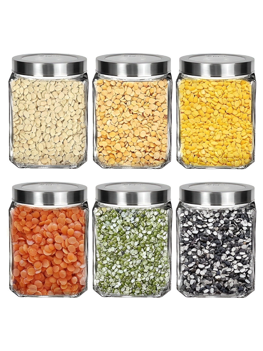 Tyche Enterprises Piramal Transparent Glass Dishwasher Safe 6 Piece Screw Top Canister-300ml