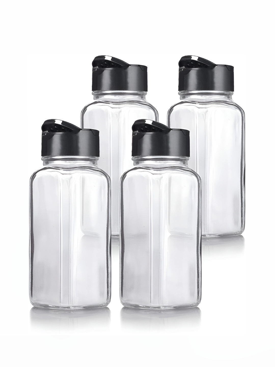 Tyche Enterprises Piramal Transparent Glass Dishwasher Safe 4 Piece Flip Top Canister-120ml