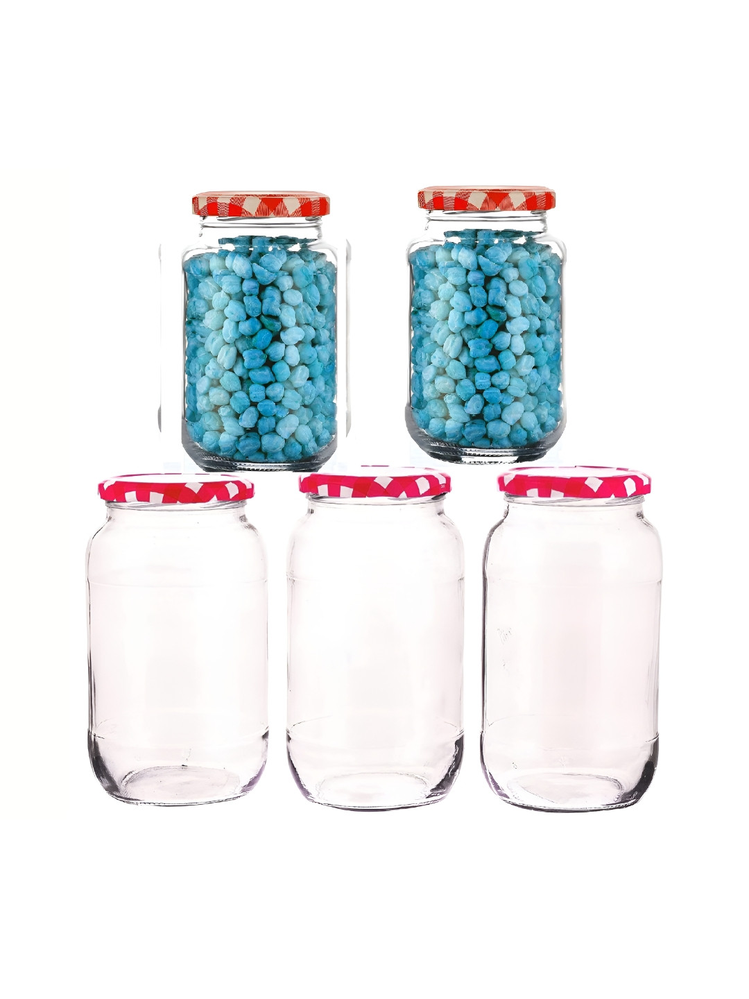 Tyche Enterprises Piramal Transparent Glass Dishwasher Safe 5 Piece Screw Top Canister-1L