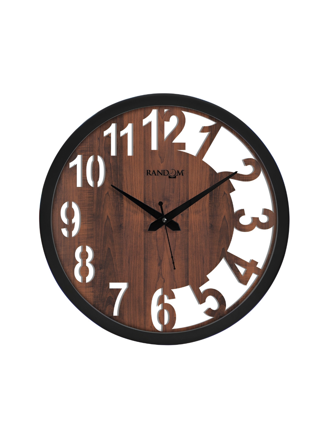RANDOM Brown & Black Rounded Contemporary Wall Clock