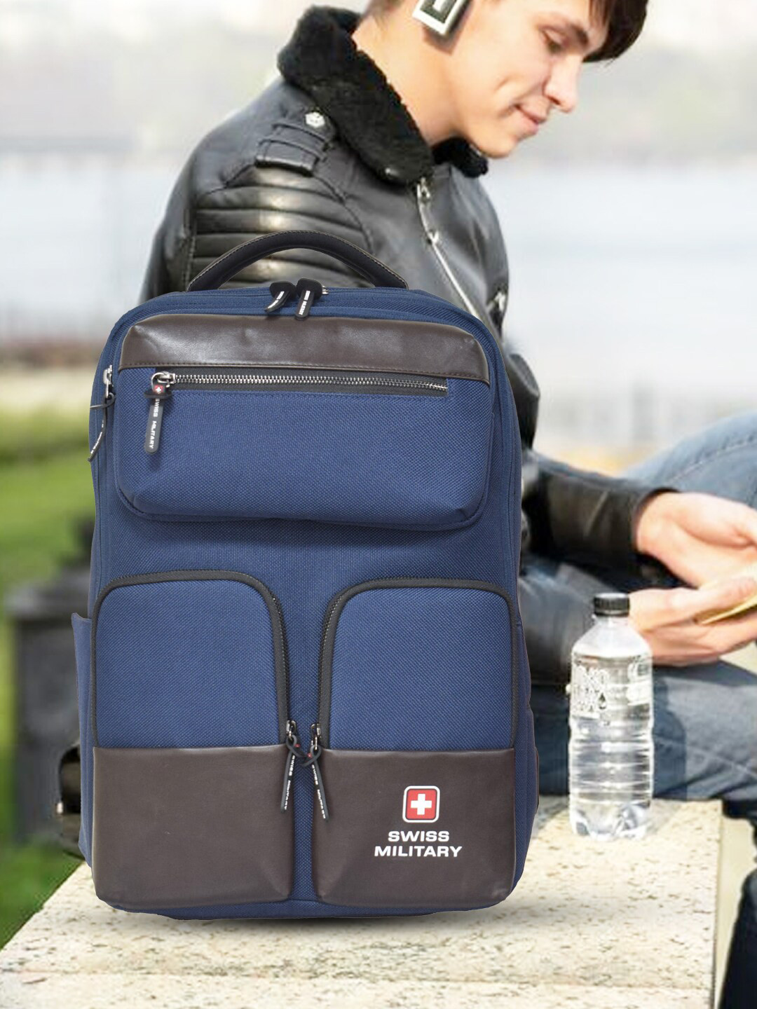 SWISS MILITARY Unisex Colourblocked Backpack with USB Charging Port