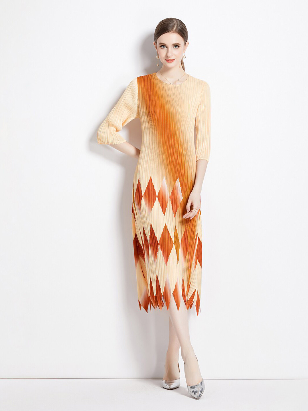 JC Collection Geometric Print Sheath Midi Dress