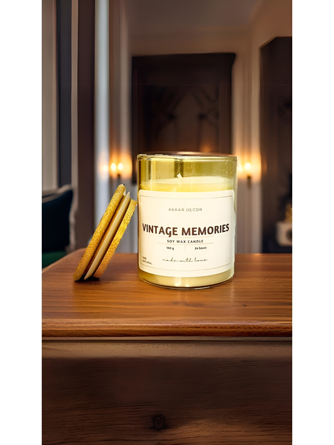 Akaar Rustic Vintage Memories Scented 1 Wick Solid Geometric Regular Jar Candles