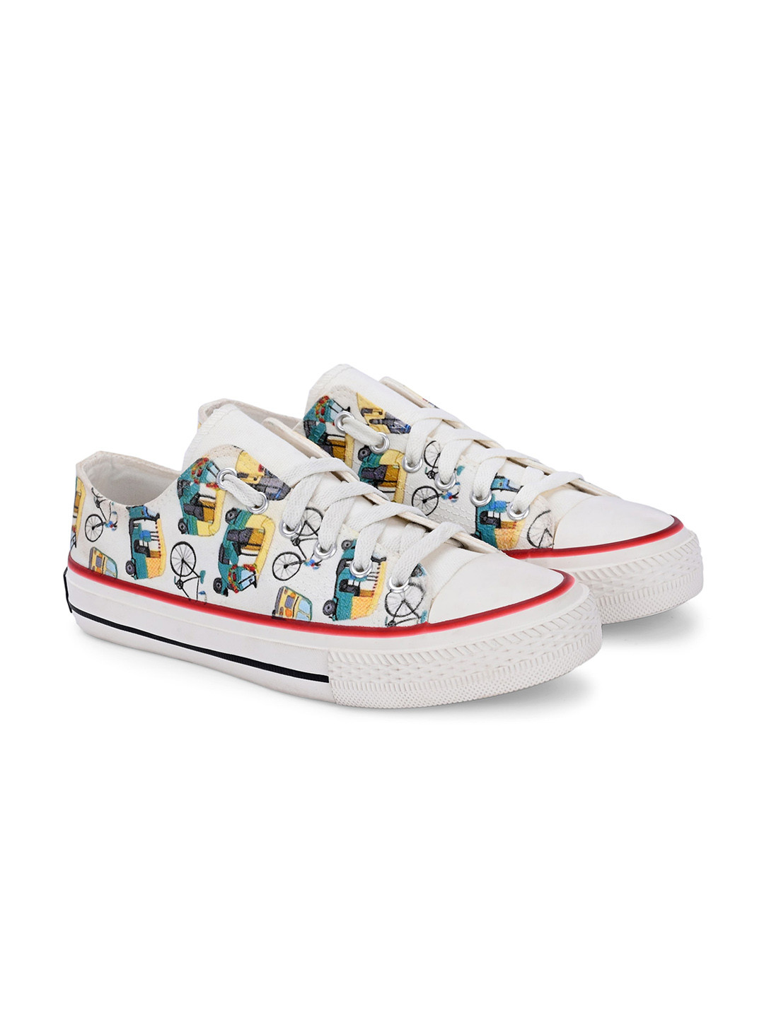 CROWCIA LONDON Men Printed Lightweight Comfort Insole Canvas Sneakers