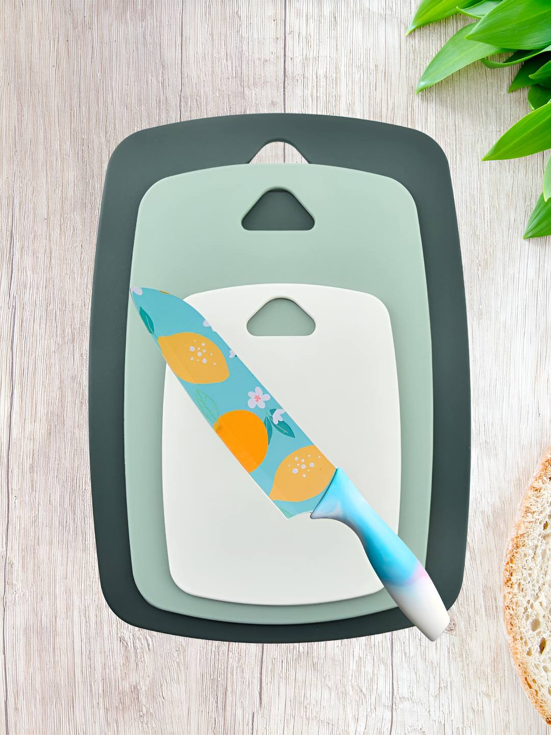 UniKart 3-Pcs Blue Chopping Boards With Knife