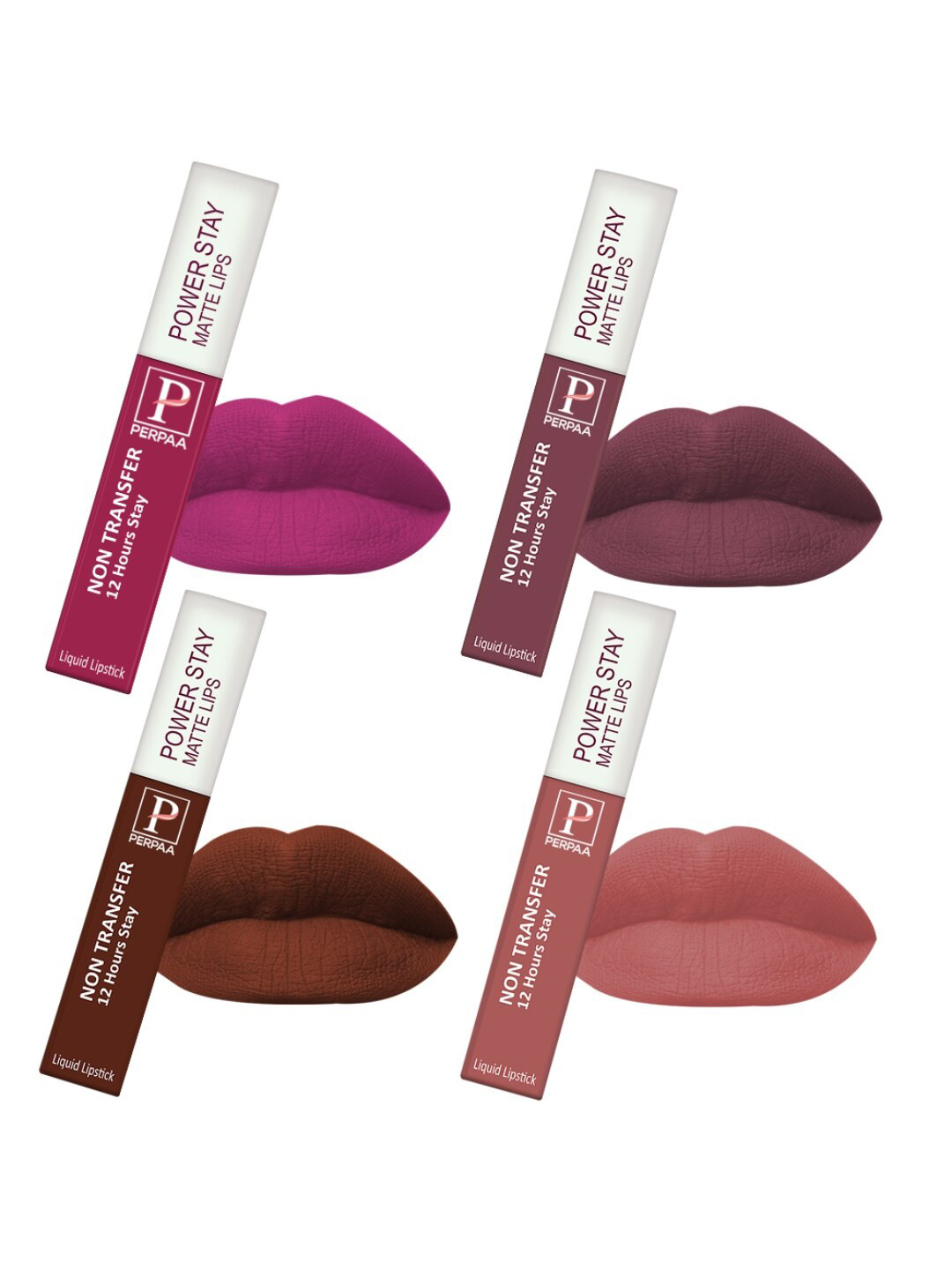 PERPAA Power Stay Set Of 4 Long Lasting Liquid Matte Lipstick- 5ml Each-10-16-21-23