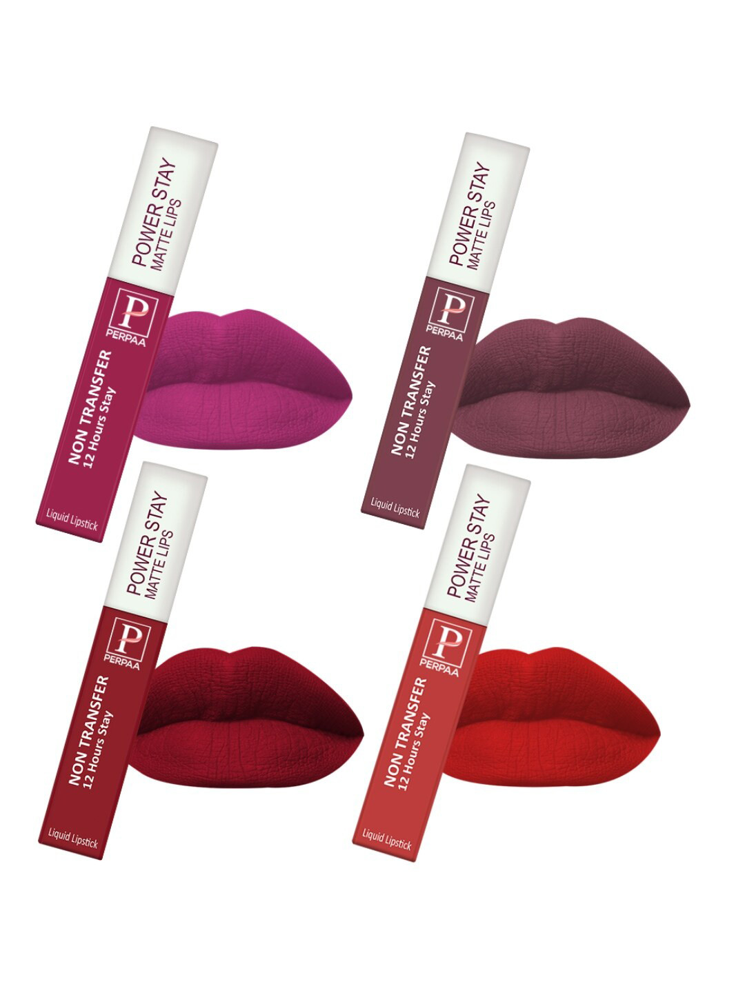 PERPAA Set Of 4 Power Stay Long Lasting Liquid Matte Lipsticks - 5 ml Each - 10-22-23-1