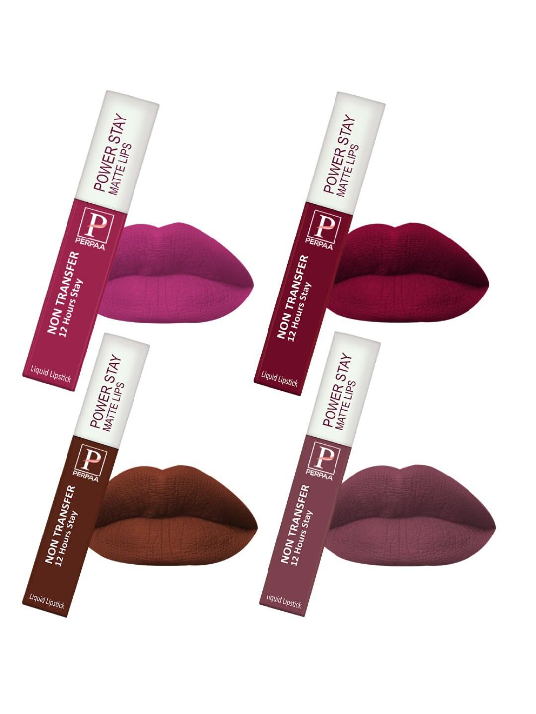 PERPAA Power Stay Set Of 4 Long Lasting Liquid Matte Lipstick- 5ml Each-09-10-16-23