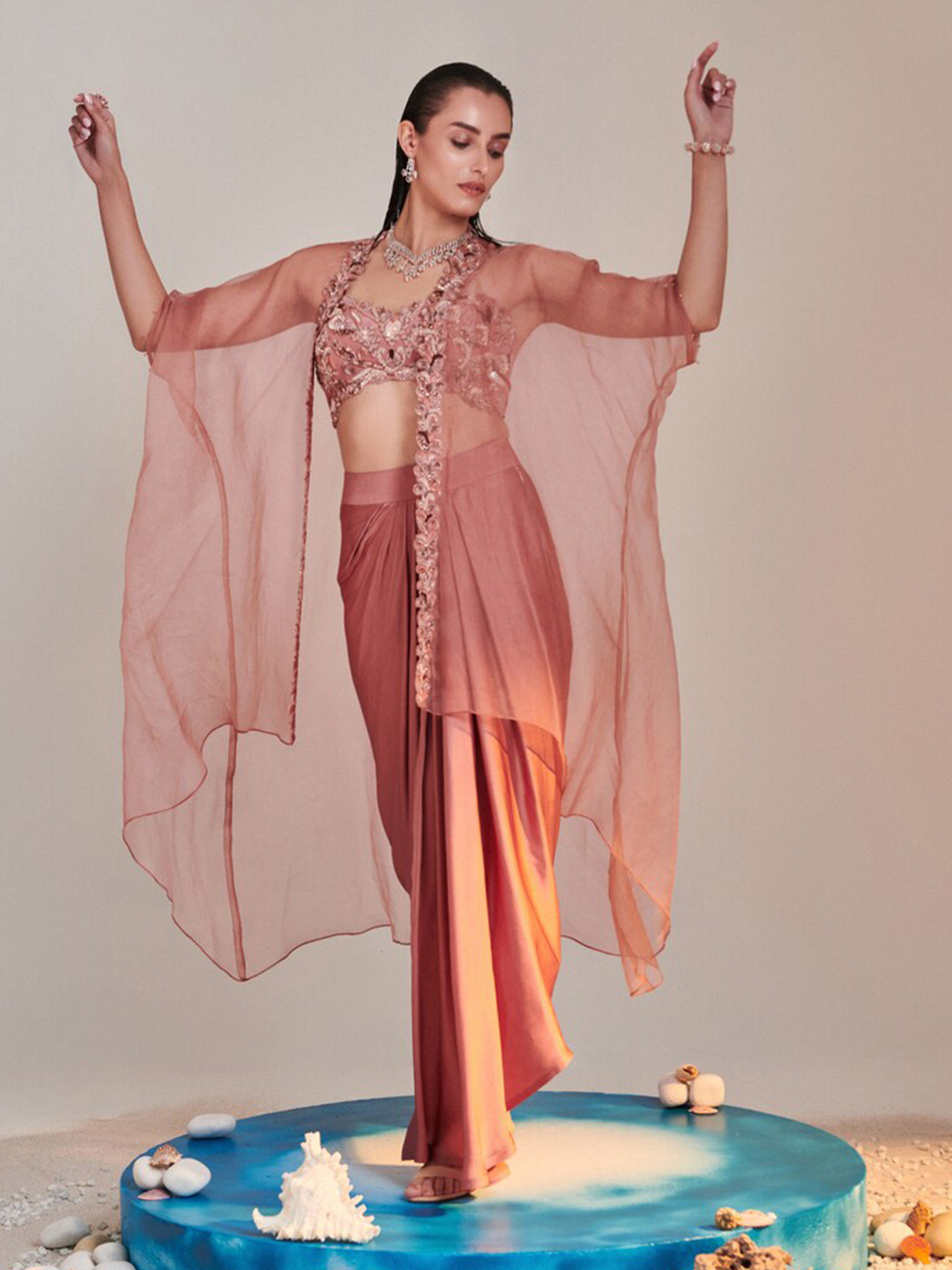 ONE KNOT ONE Top & Skirt With Shrug Co-Ords Set