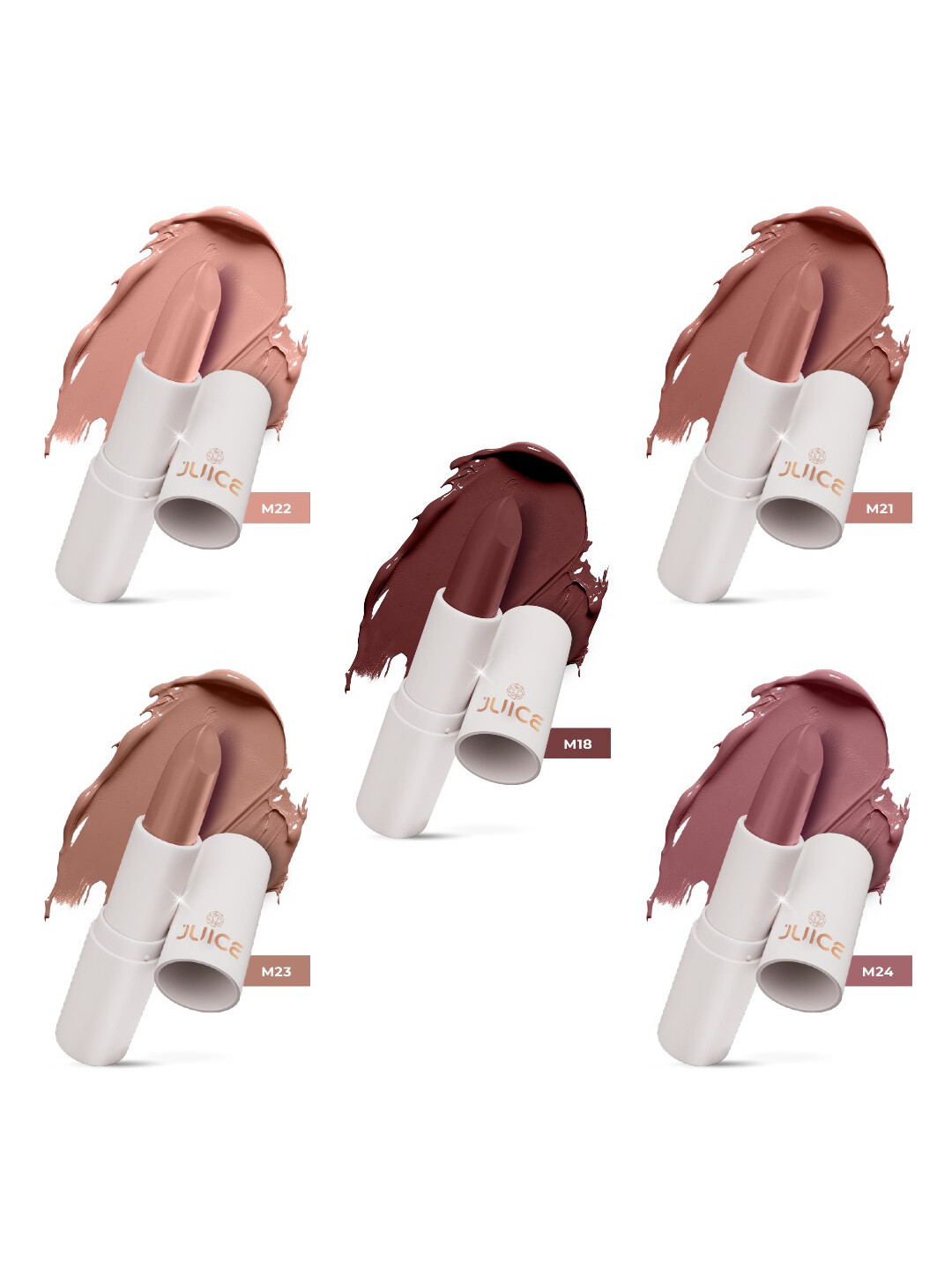 JUICE Kiss Sensation Set Of 5 Lipstick With  Bio Retinol-20gm Each-M18-M21-M22-M23-M24