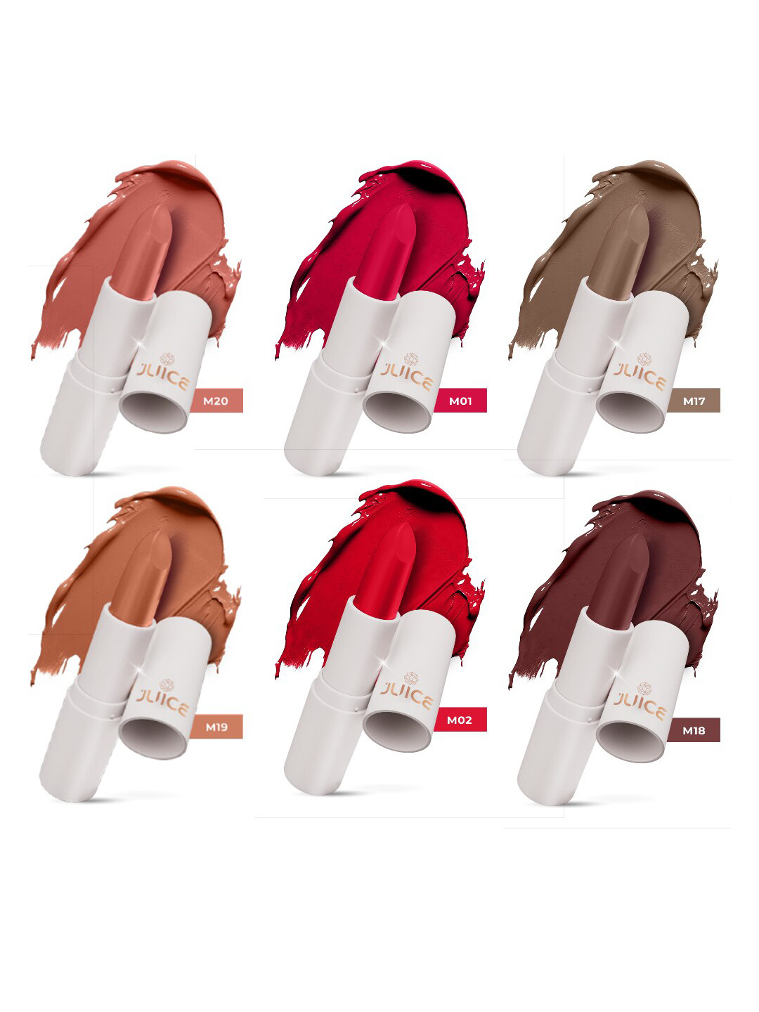 JUICE Kiss Sensation Set Of 6 Lipstick With Bio Retinol-4g Each-M01-M02-M17-M18-M19-M20