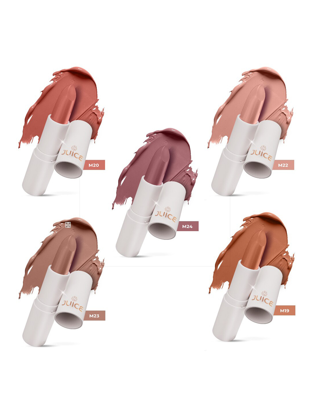 JUICE Kiss Sensation Set Of 5 Lipstick With Bio Retinol-4g Each- M19-M20-M22-M23-M24