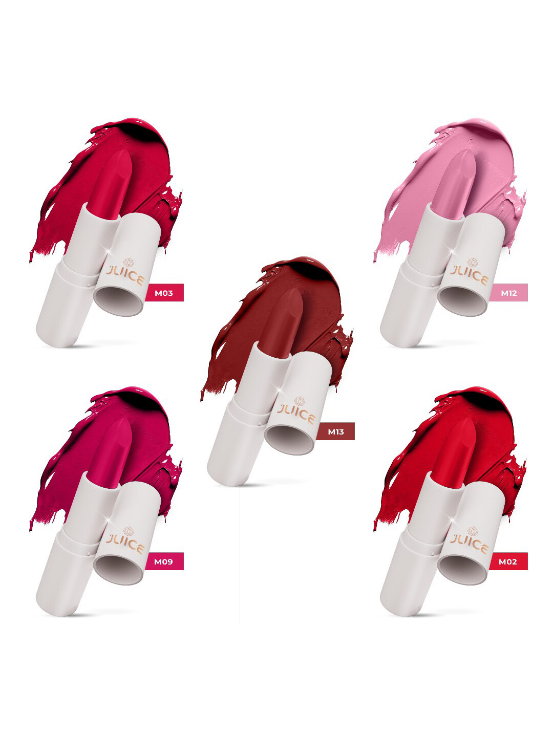 JUICE Kiss Sensation Set Of 5 Lipstick With Bio Retinol-20gm Each-M02-M03-M09-M12-M13