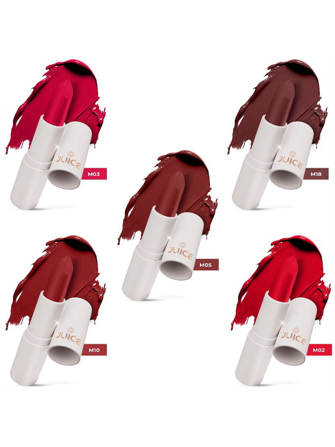 JUICE Kiss Sensation Set Of 5 Long Lasting Lipsticks - 20 m Each - M02-M03-M05-M10-M18