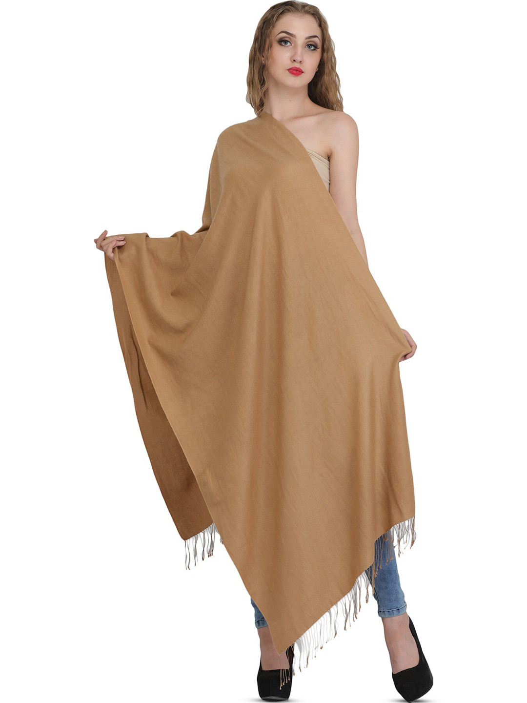 Exotic India Tennin Plain Cashmere Silk Stole