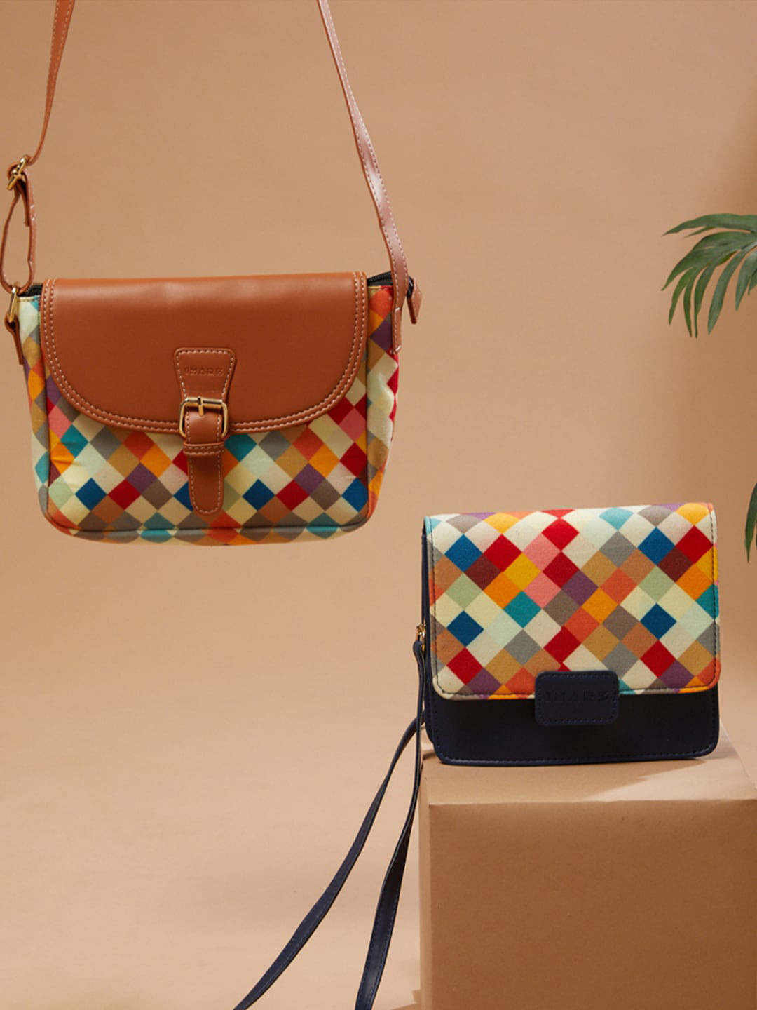 IMARS Checked Sling Bag With Zip Detail