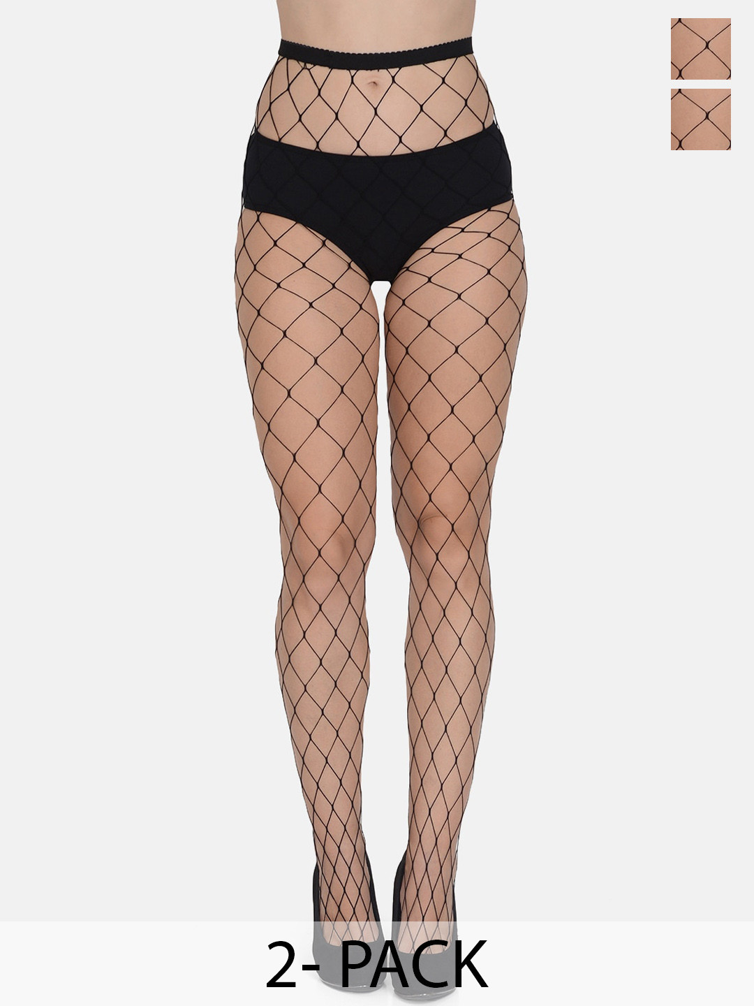 mod & shy Pack Of 2 Fishnet Design Stockings