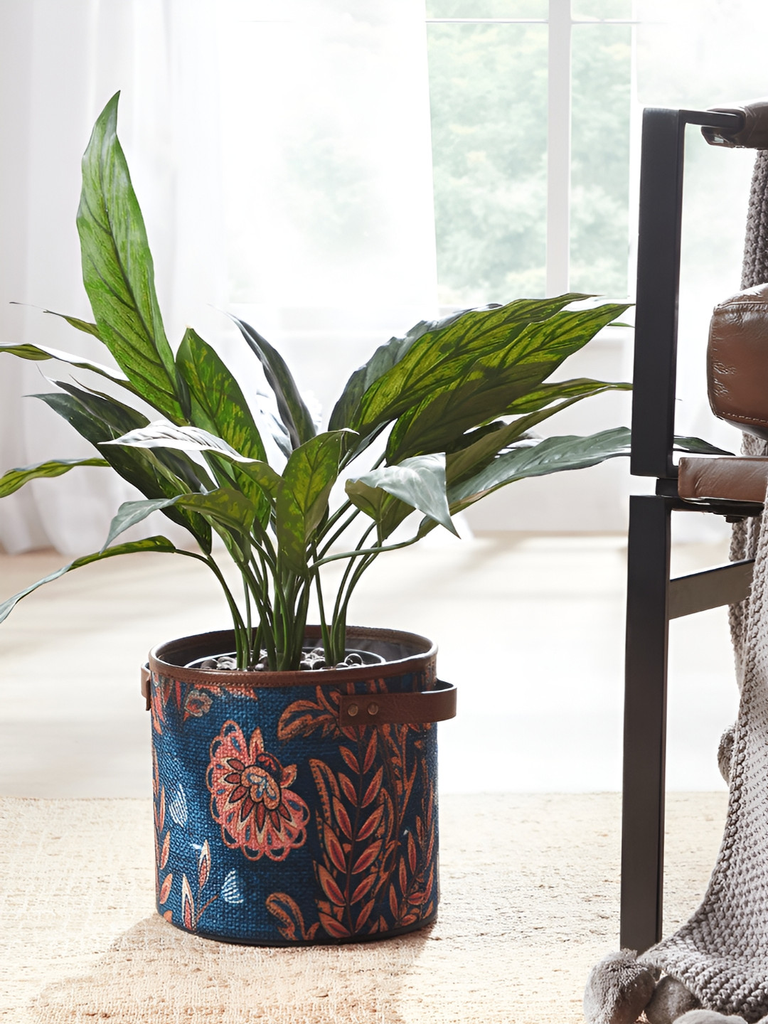 Mona B Amelia Blue & Pink Printed Medium Planter