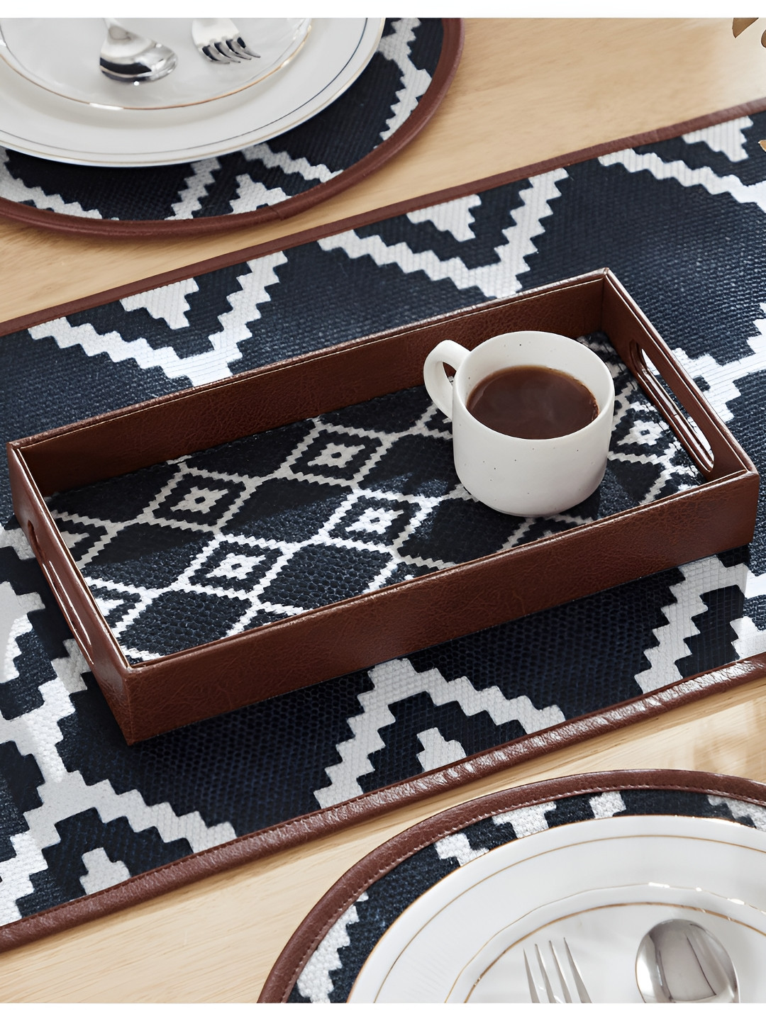 Mona B Black & White Printed Serving Tray