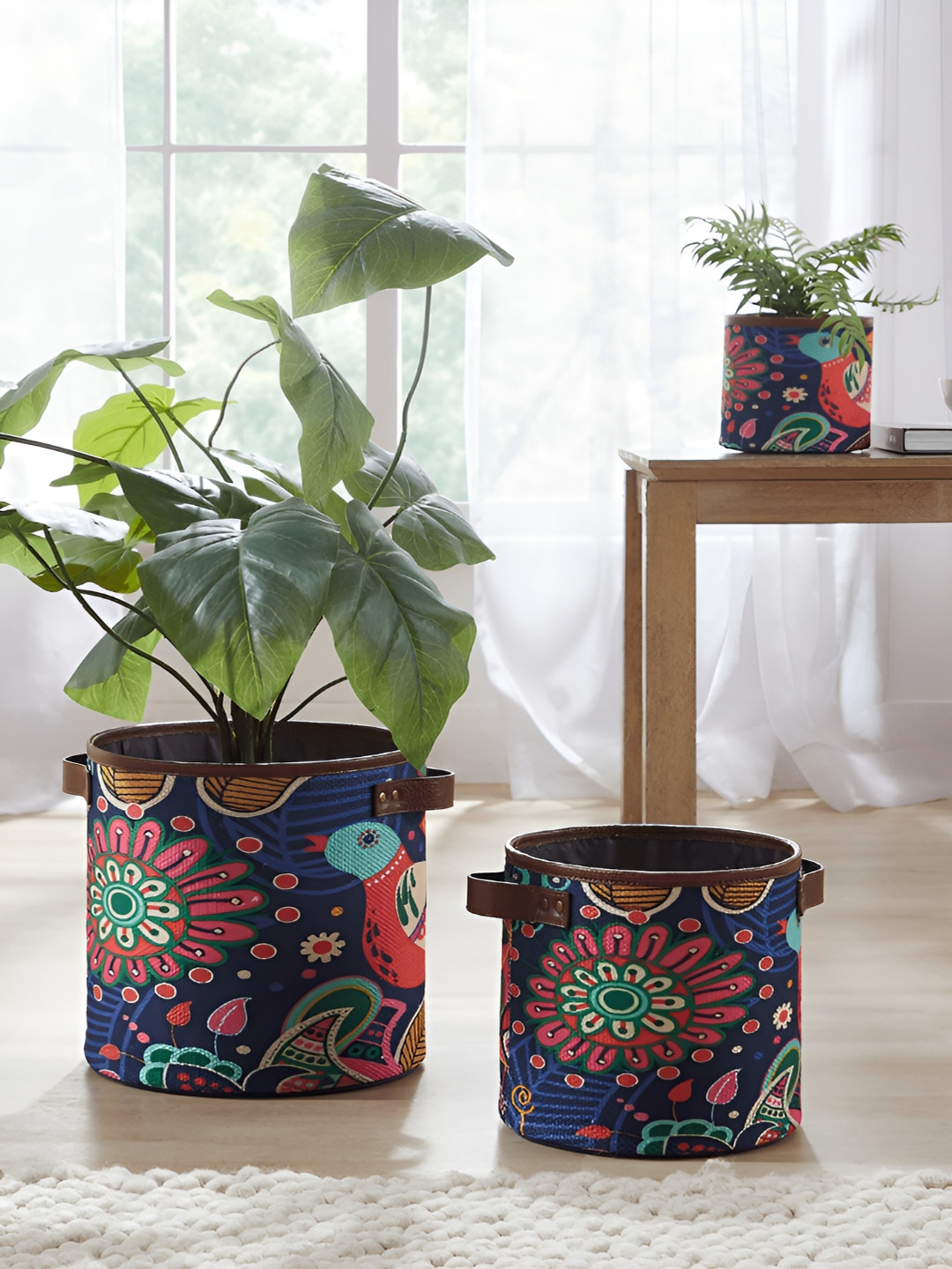 Mona B Oasis Blue & Pink Printed Large Planter