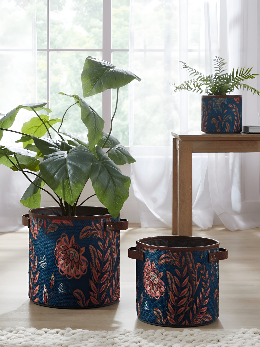 Mona B Amelia Blue & Pink Printed Large Planter