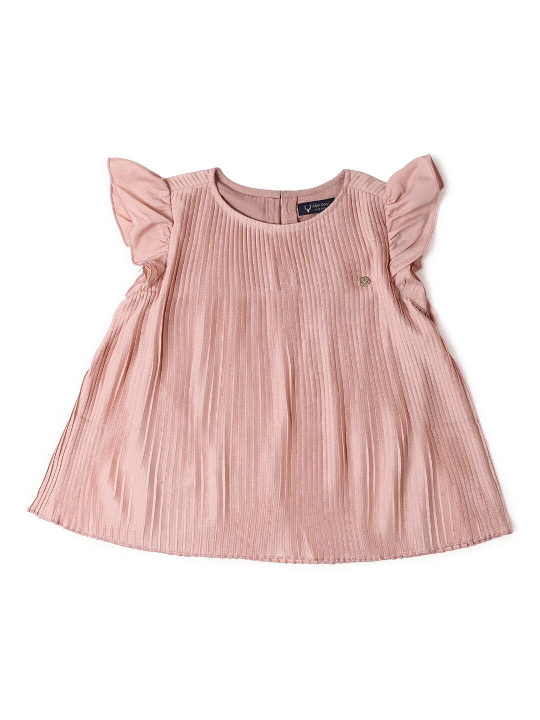 Allen Solly Junior Girls Cap Sleeves Accordion Pleated Cotton A-Line Top