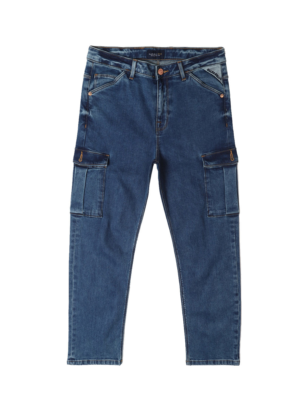 Allen Solly Junior Boys Slim Fit Mid-Rise Dark Shade Clean Look Stretchable Cargo Jeans