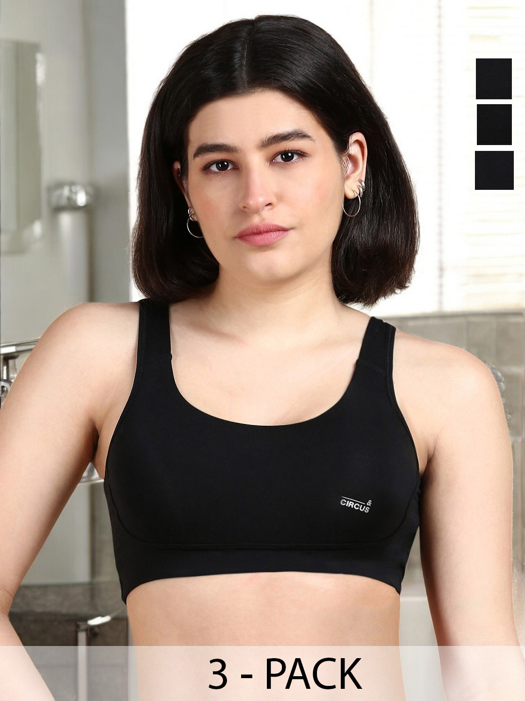 &CIRCUS Pack of 3 High Coverage Non Wired Moisture Wicking MicroModal Lounge Bra