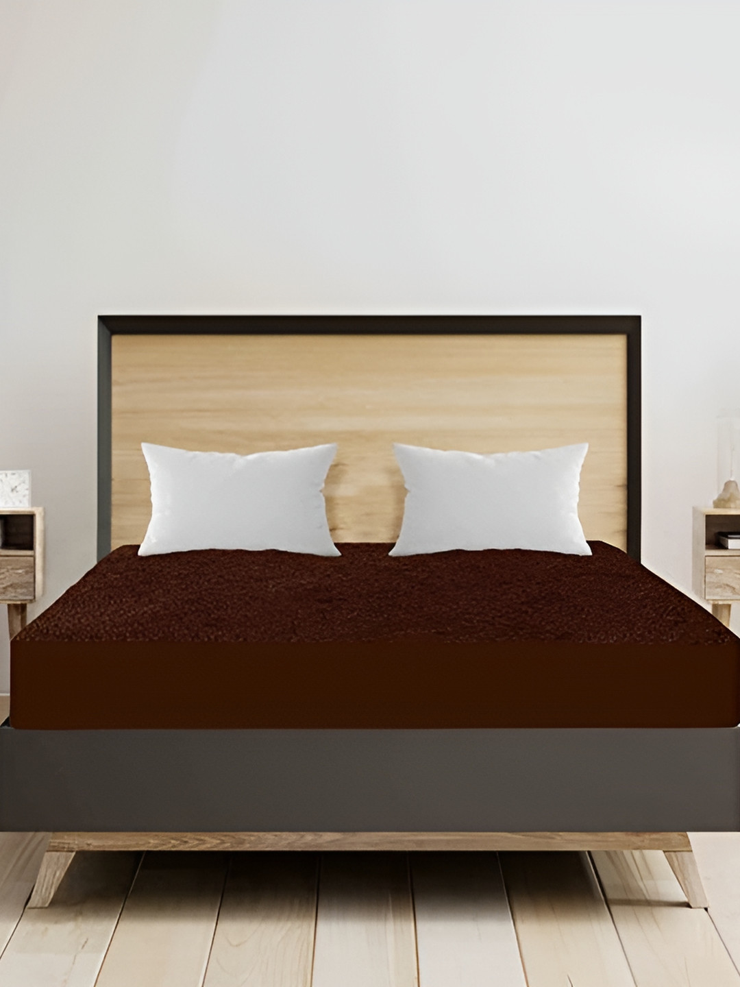 RF RELAXFEEL Brown Fitted Double Size Waterproof Mattress Protector