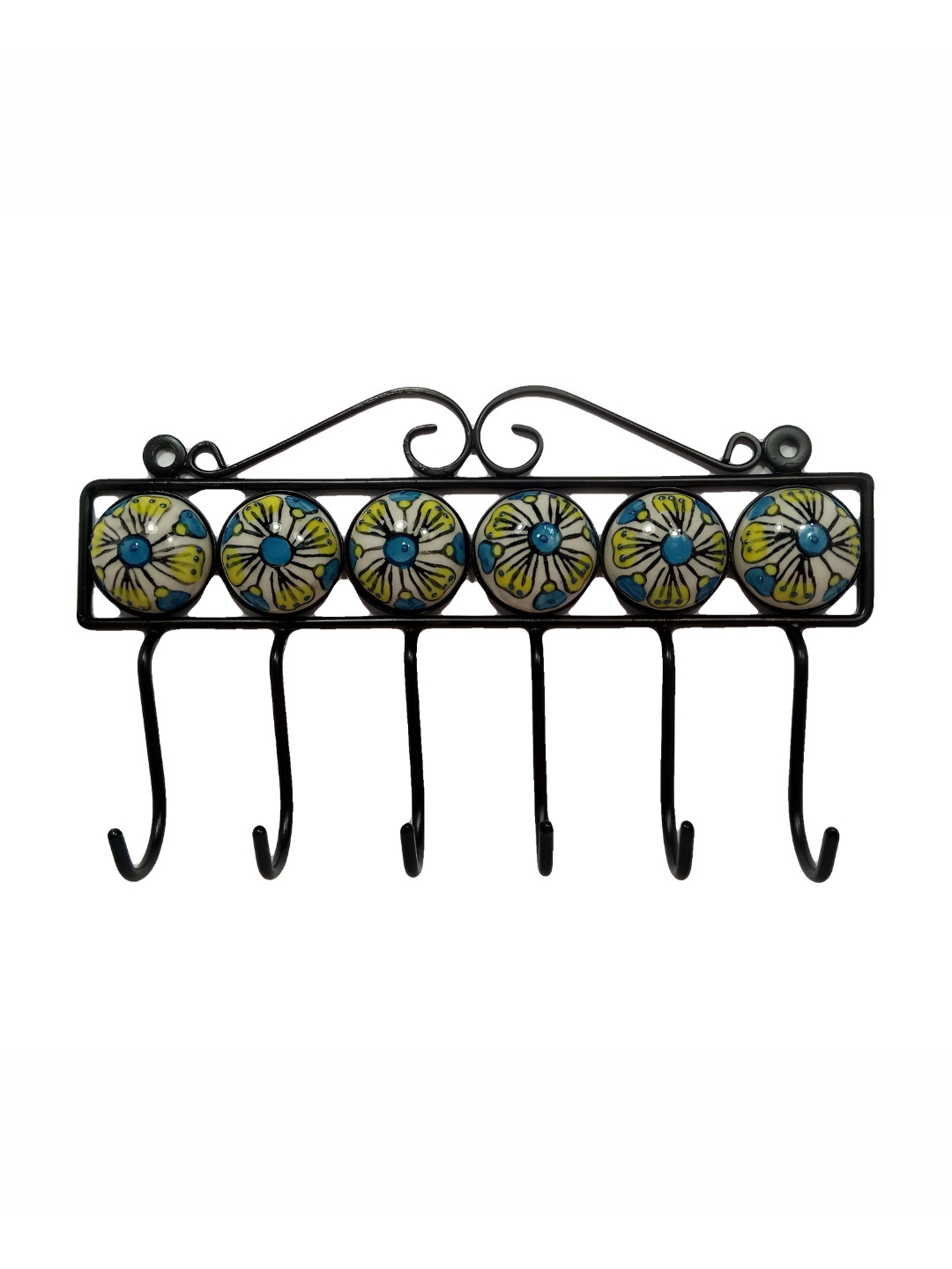 INDIA MEETS INDIA Black & Blue Printed Wrought Iron Hook