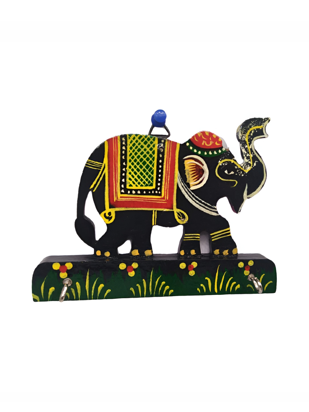 INDIA MEETS INDIA Black & Red Printed Wooden Hook