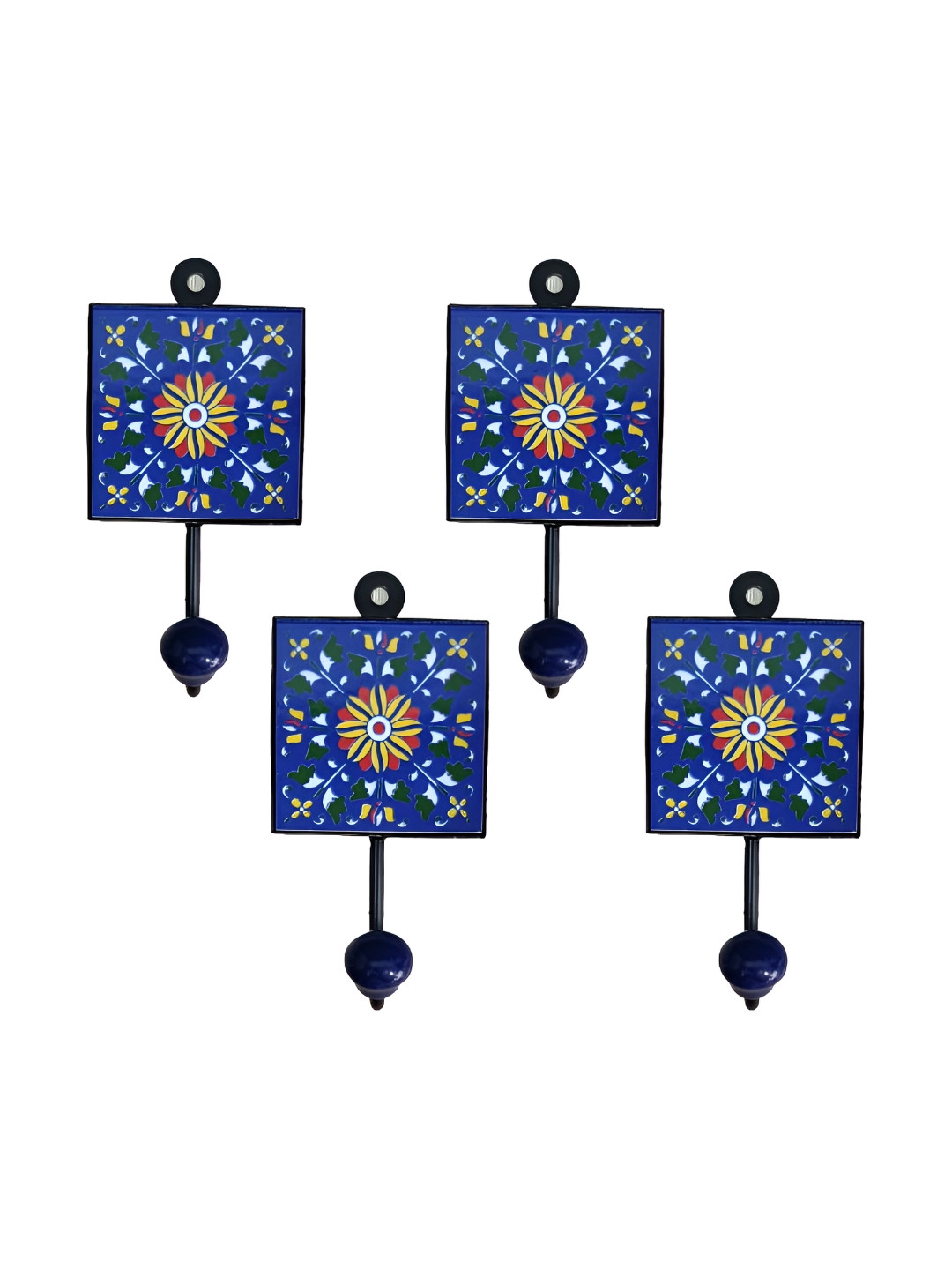 INDIA MEETS INDIA Blue 4 Pieces Printed Hooks