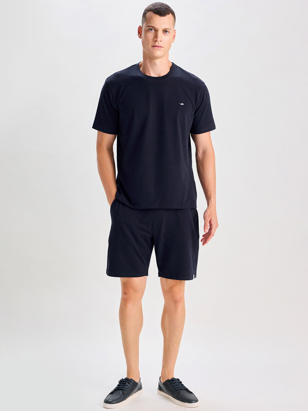 Red Flame Relaxed-Fit Round Neck T-Shirt With Shorts