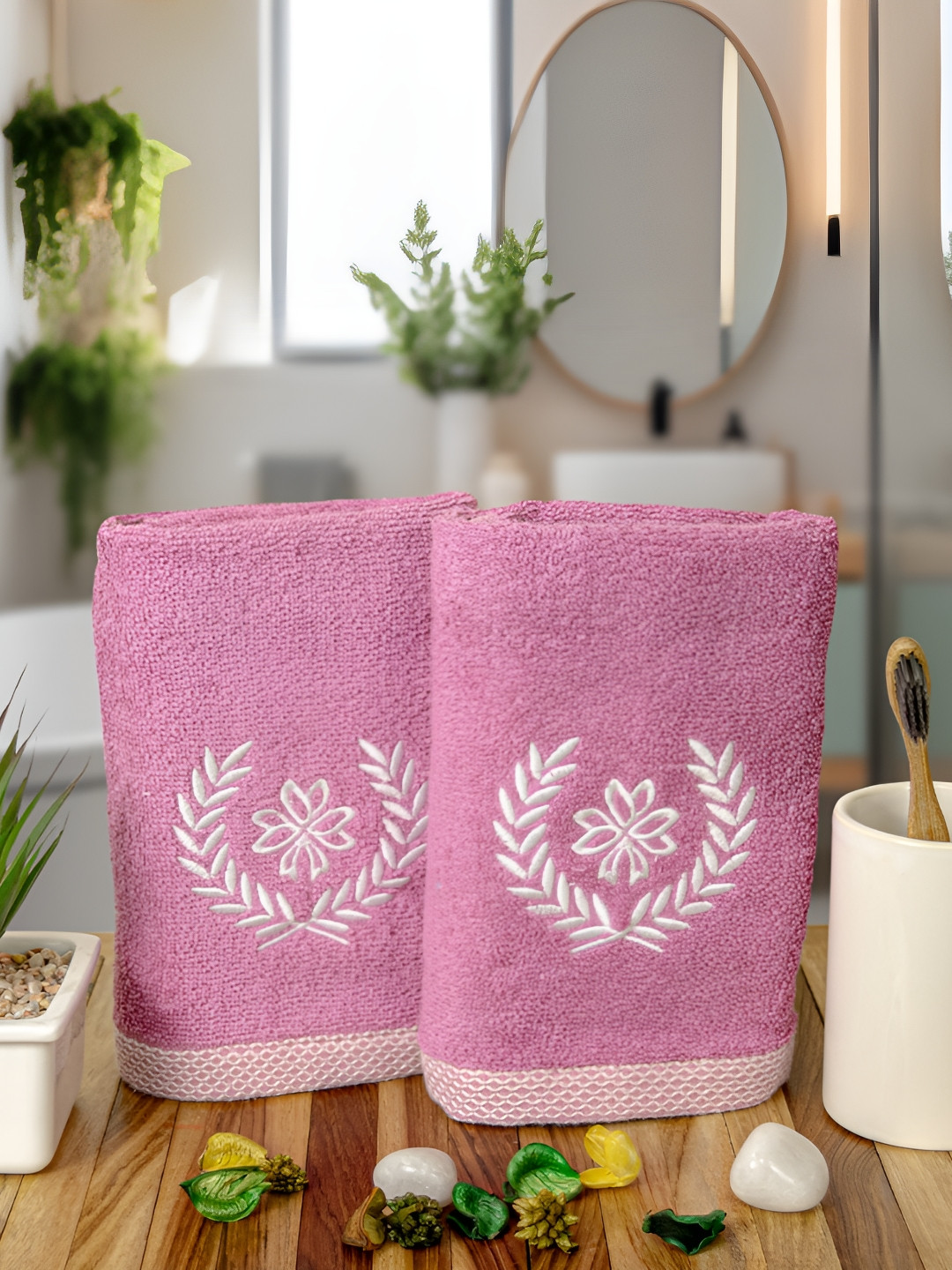 Aura 2-Pcs Purple Quick Bamboo Dry Hand Towels