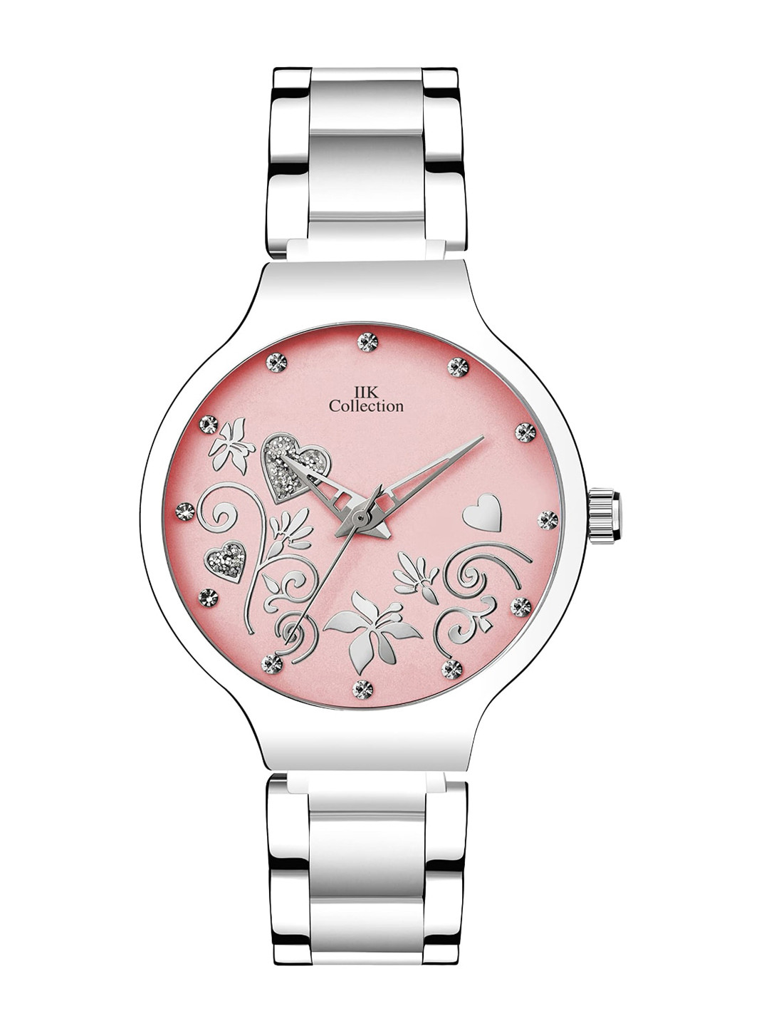 IIK COLLECTION Women Round Dial Stainless Steel Bracelet Chain Strap Analogue Watch