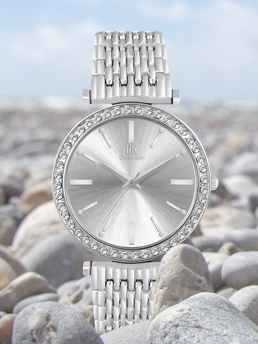 IIK COLLECTION Women Round Dial Stainless Steel Bracelet Chain Strap Analogue Watch