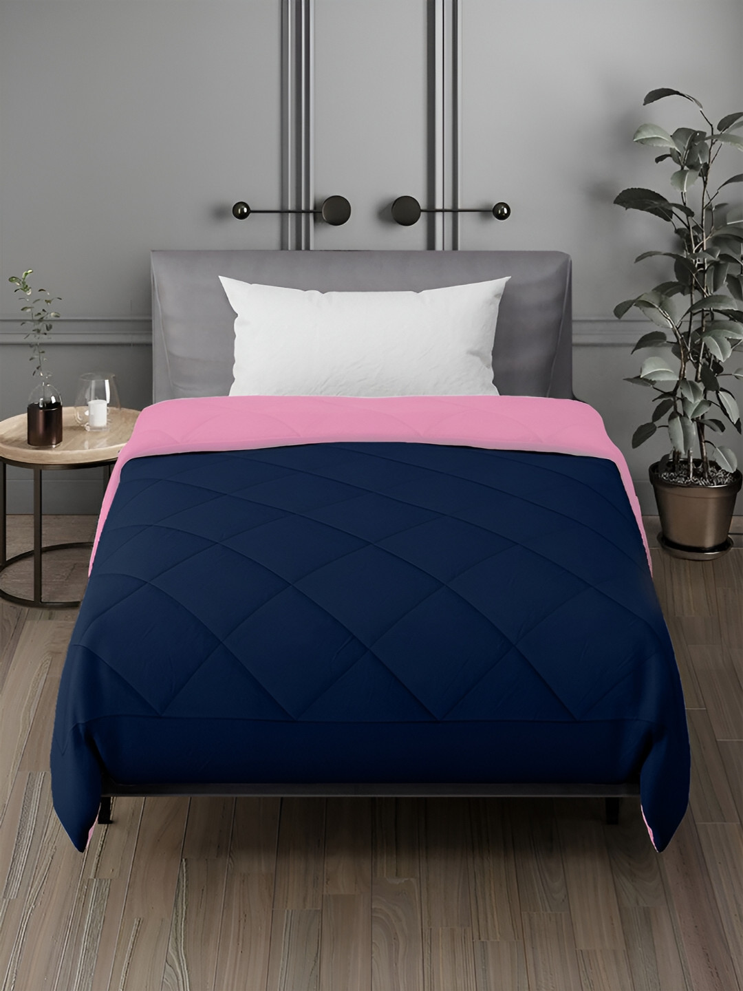 Aura Blue & Pink Microfiber AC Room 150 GSM Single Bed Quilt