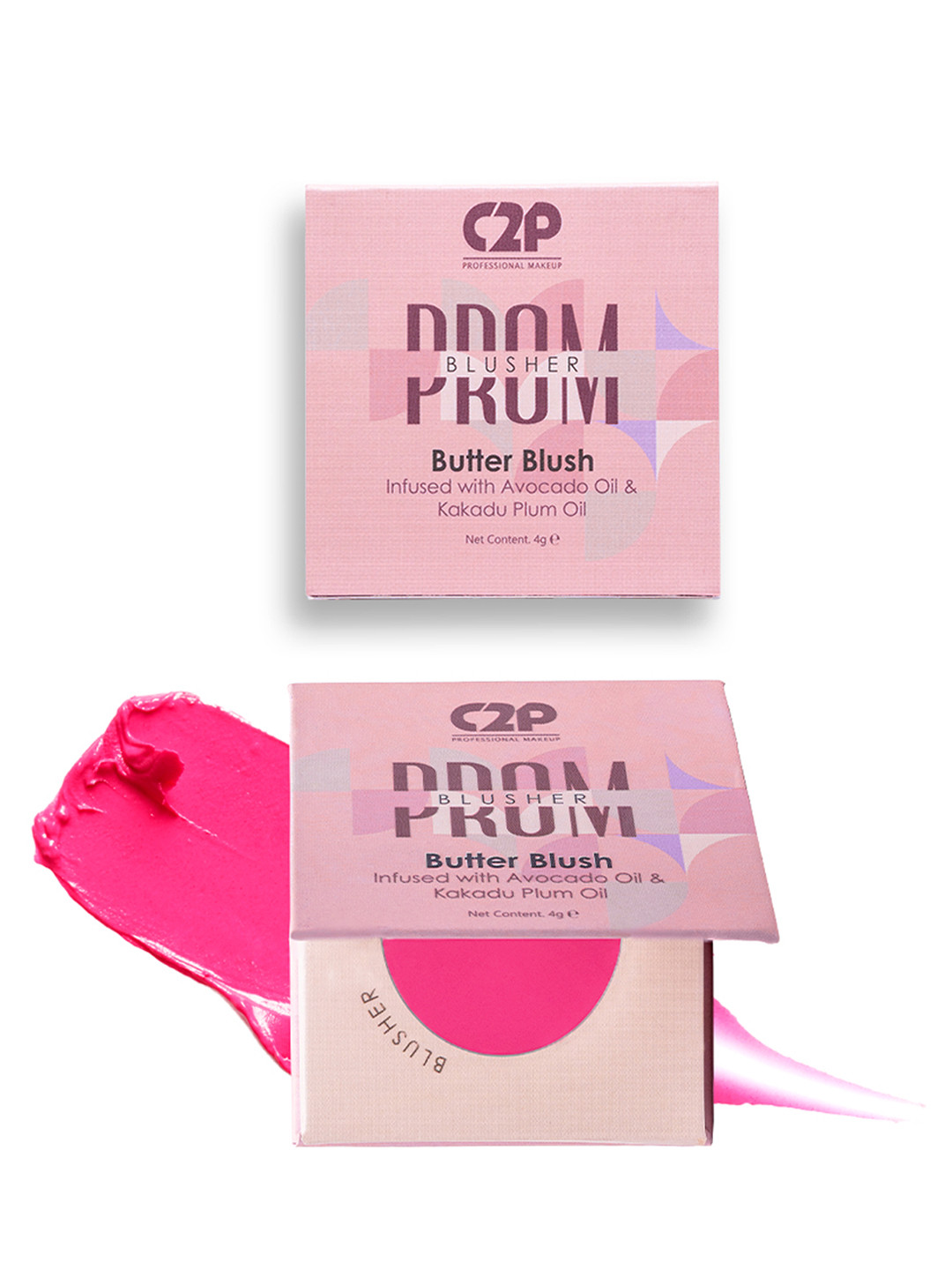 C2P PROFESSIONAL MAKEUP Prom Butter Matte Finish Blush ( She's Blushing 02) 4g - Pink