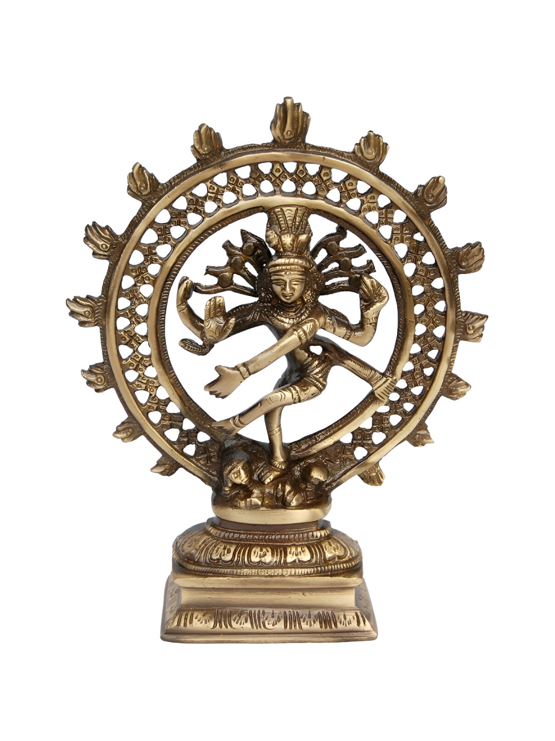 Aakrati Shiva Brown Brass Metallic Prayer Room Small Showpiece - 8 Inches