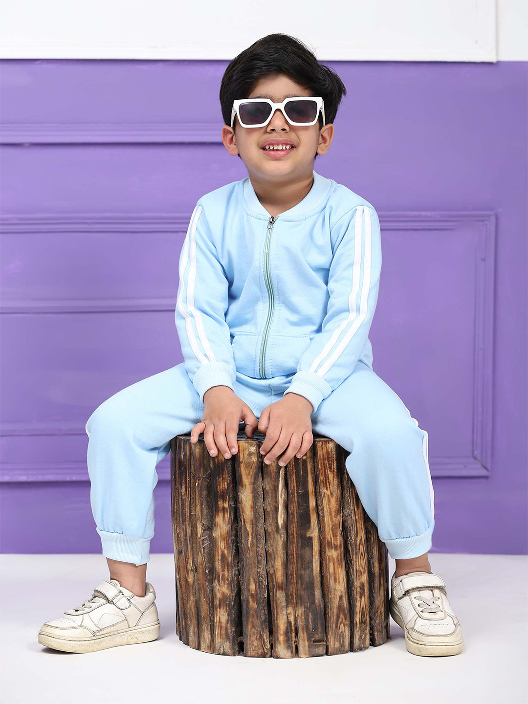 Ameeha Kids Mock Collar Fleece Sweatshirt With Joggers