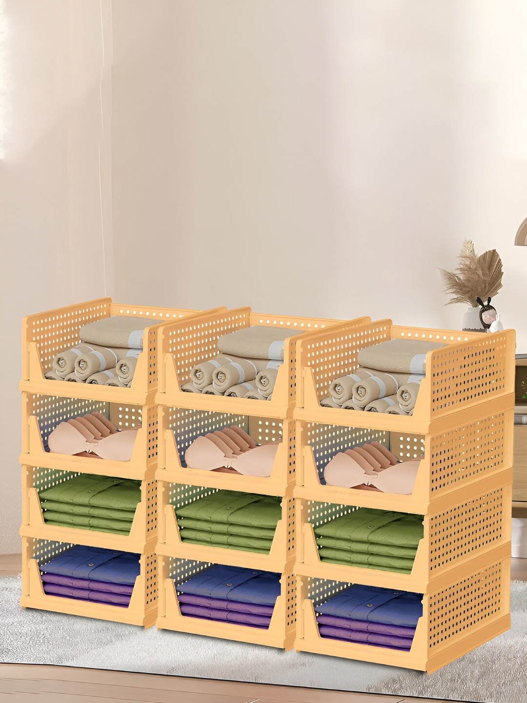 Kuber Industries Yellow Set of 12 Regular Desk Organiser