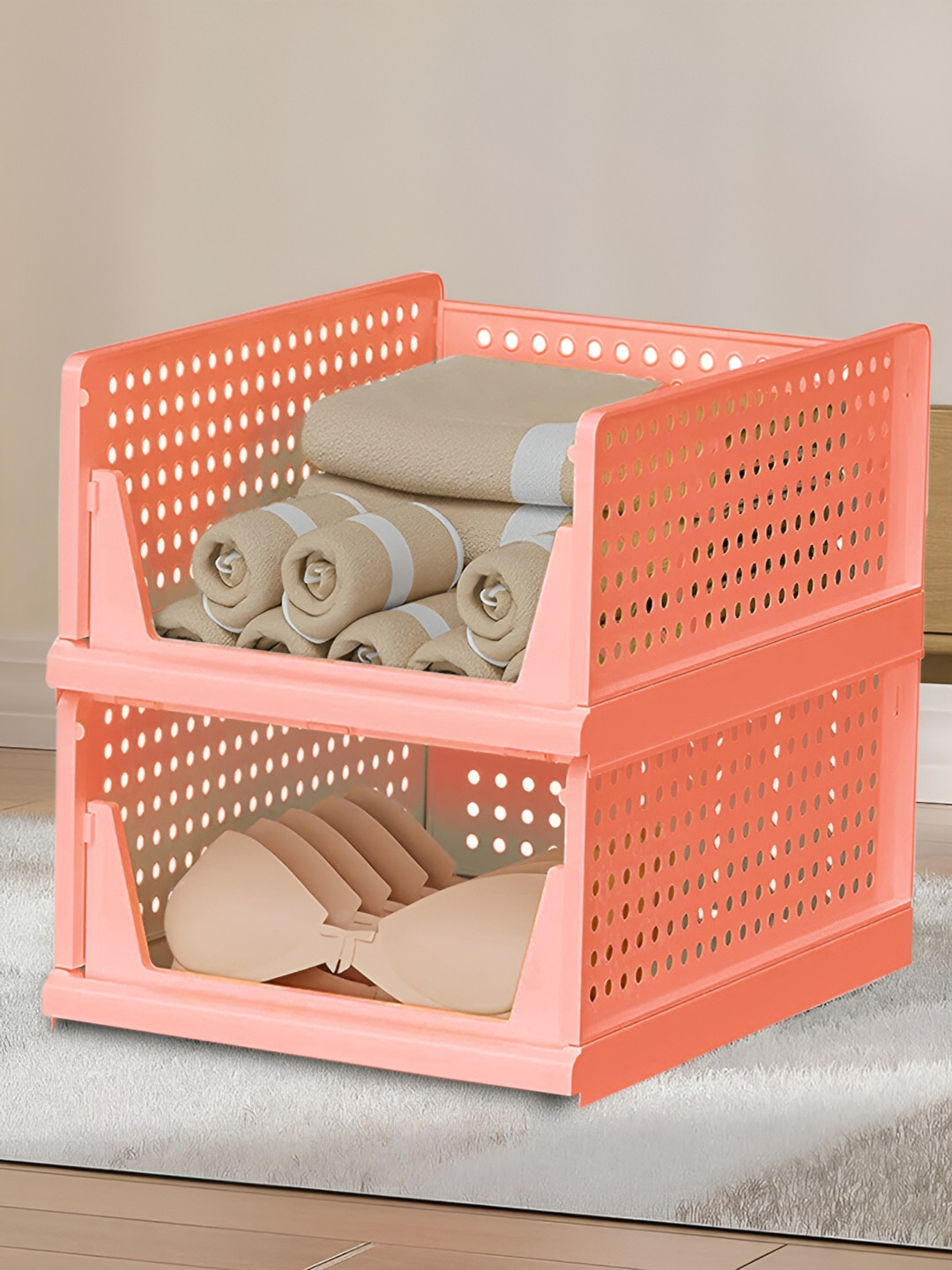 Kuber Industries Pink Set of 2 Regular Desk Organisers